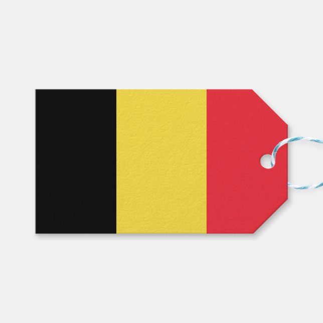 Belgiska Flagga Presentetikett (Framsidan (Horisontell))