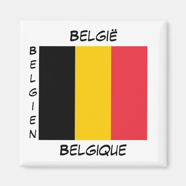 Belgiska Flagga Square Magnet (Framsidan)