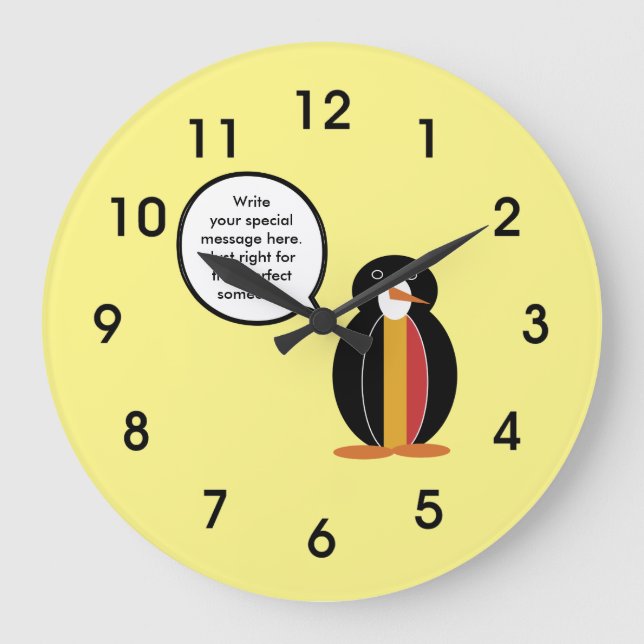 Belgiska Flagga Talking Penguin Stor Klocka (Framsida)