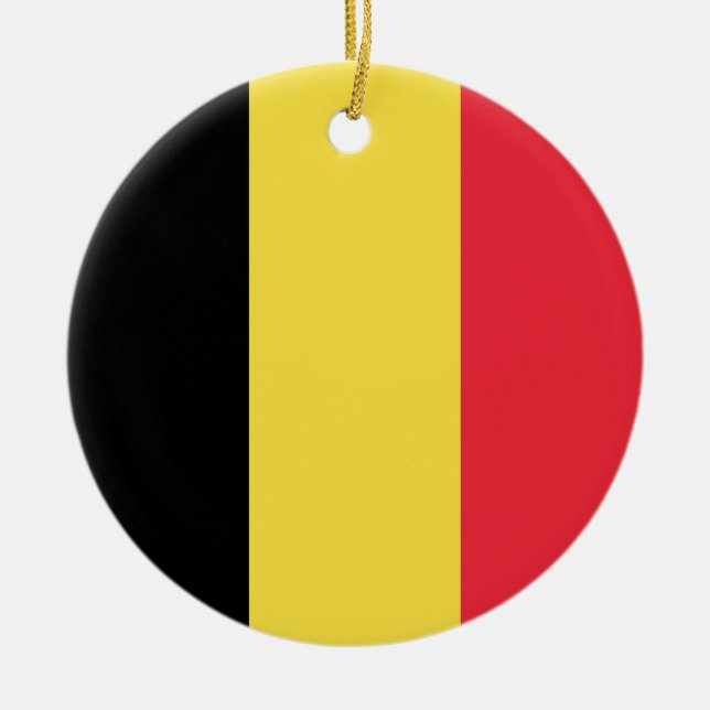 Belgiska flaggan julgransprydnad keramik (Framsidan)