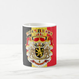 Belgiska flaggan & statsvapen kaffemugg