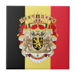 Belgiska flaggan & statsvapen kakelplatta