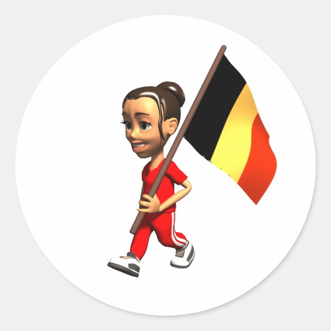 Belgiska flicka runt klistermärke (Framsida)