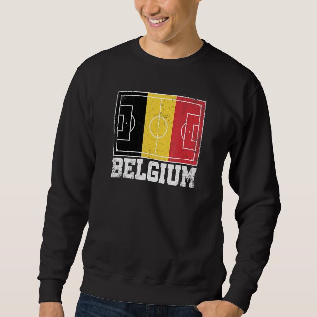 Belgiska fotbollsförbundet Fält Land Flagga Belgis Lång Ärmad Tröja (Framsida)