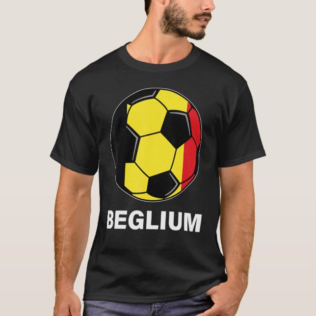 Belgiska fotbollsteamet Supporter Belgium Flagga O T Shirt (Framsida)
