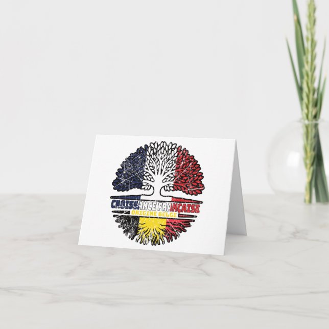 Belgiska Fransken Frankrike Träd Roots Flagga Kort (Framsida)