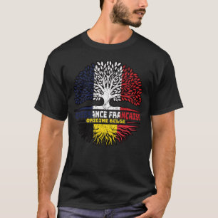 Belgiska Fransken Frankrike Träd Roots Flagga T Shirt