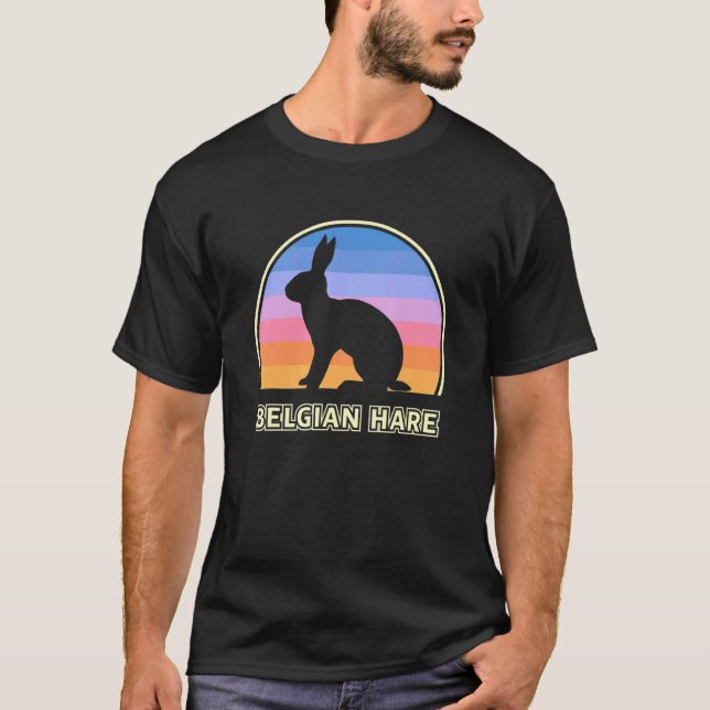 Belgiska Hare Vintage Sunset Rabbit T Shirt (Framsida)