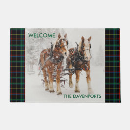 Belgiska Horse Team Wintery-julscenen