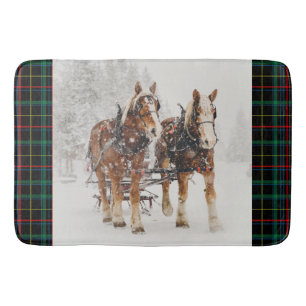 Belgiska Horse Team Wintery-julscenen Badrumsmatta