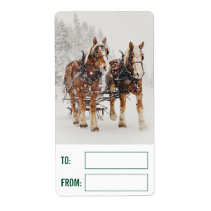 Belgiska Horse Team Wintery-julscenen Fraktsedel