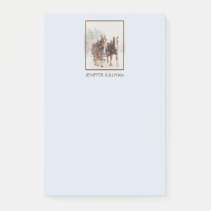 Belgiska Horse Team Wintery-julscenen Post-it Block