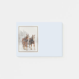 Belgiska Horse Team Wintery-julscenen Post-it Block