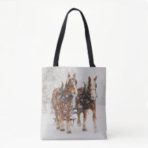 Belgiska Horse Team Wintery-julscenen