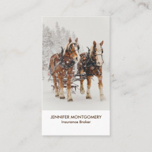 Belgiska Horse Team Wintery-julscenen Visitkort