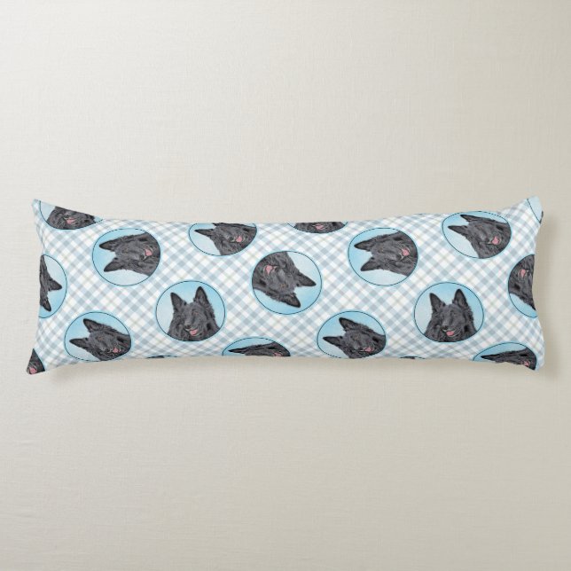 Belgiska Hund Groenendael Sheepdog Black Painting  Kroppskudde (Framsidan)