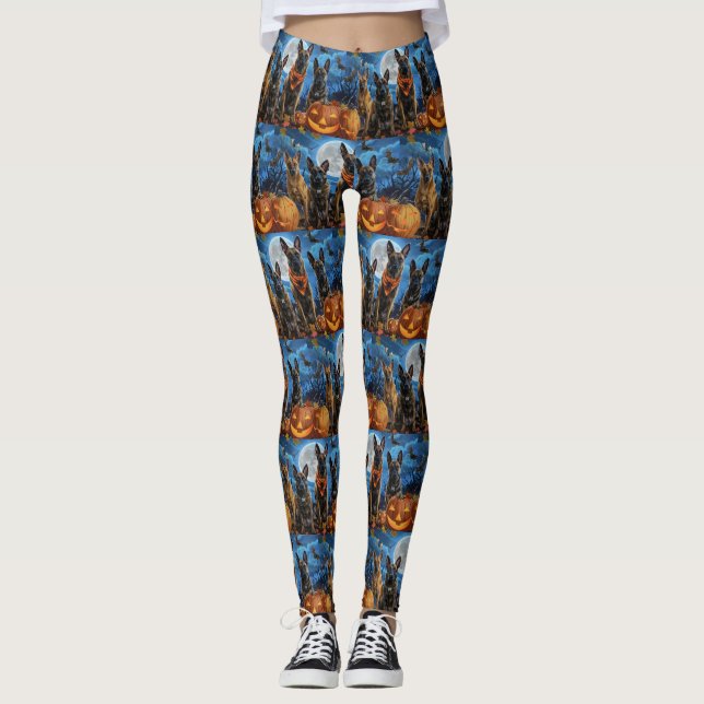 Belgiska Malinoi Halloween Spooky Leggings (Framsida)