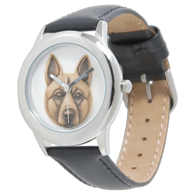 Belgiska Malinoi Hund 3D Inspired Armbandsur (Vinklad)