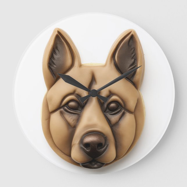 Belgiska Malinoi Hund 3D Inspired Stor Klocka (Framsida)