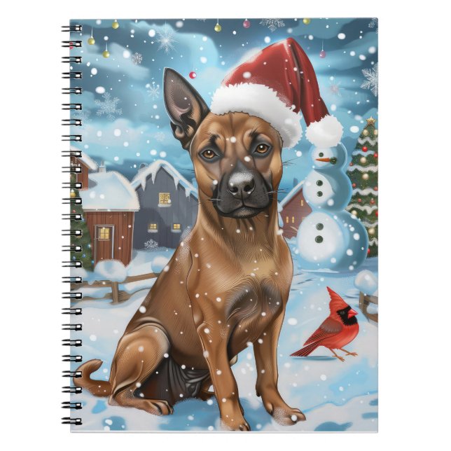 Belgiska Malinoi Hund Winter Wonderland jul Anteckningsbok (Framsidan)