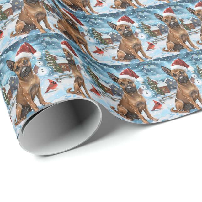Belgiska Malinoi Hund Winter Wonderland jul Presentpapper (Rullad Hörn)