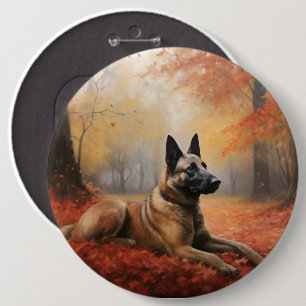 Belgiska Malinoi i Höst löv Fall Inspire Knapp