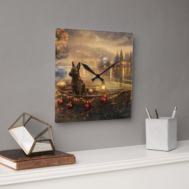 Belgiska Malinoi-julfesten Voyage Fyrkantig Klocka (Kontor)