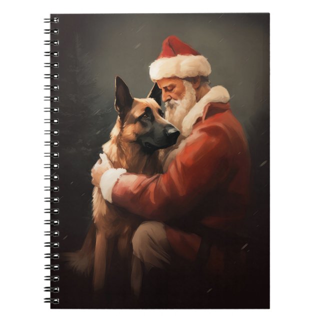 Belgiska Malinoi med Jultomten julafton Anteckningsbok (Framsidan)