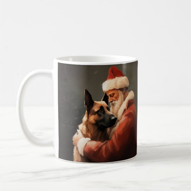 Belgiska Malinoi med Jultomten julafton Kaffemugg (Vänster)