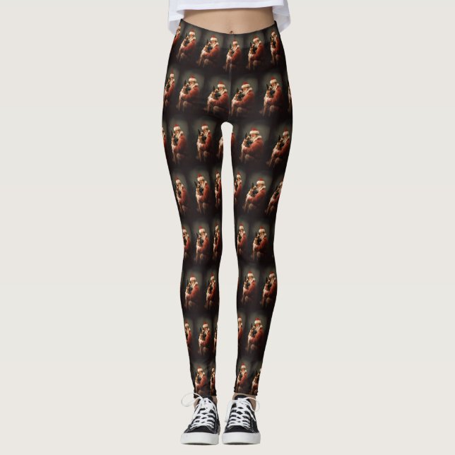 Belgiska Malinoi med Jultomten julafton Leggings (Framsida)
