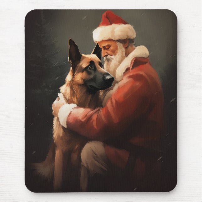 Belgiska Malinoi med Jultomten julafton Musmatta (Framsidan)