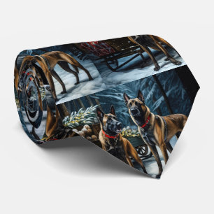 Belgiska Malinoi Snowy Sleigh-juldekretet Slips