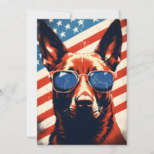Belgiska Malinois 4:e juli Independence day Julkort