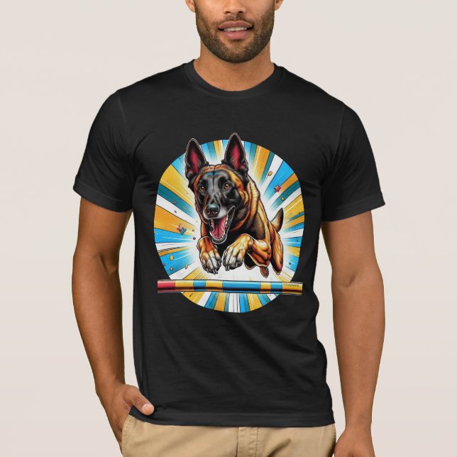 Belgiska Malinois Agilitet Jump t-shirt (Framsida)