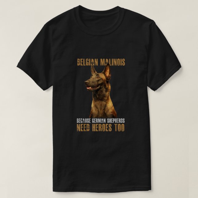 Belgiska Malinois American Flagga Funny T Shirt (Design framsida)