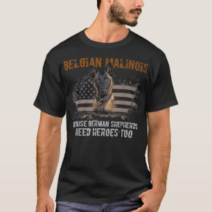 Belgiska malinois American Flagga Hund T Shirt