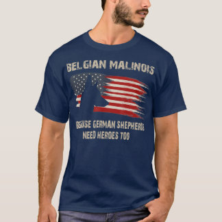 Belgiska malinois American Flagga Rolig hund Gift T Shirt