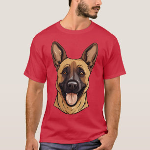 Belgiska Malinois Ansikte Cute toon Shepherd Hund T Shirt
