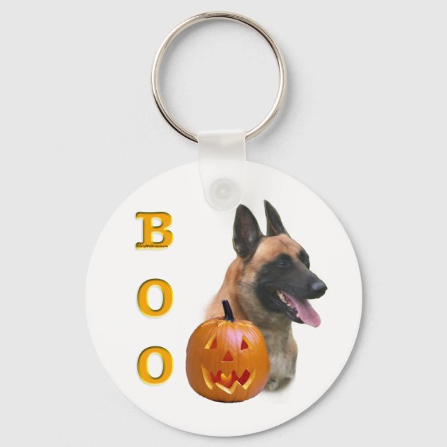 Belgiska Malinois Boo Keychain Nyckelring (Framsida)