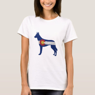 Belgiska Malinois Colorado Flagga Silhouette T Shirt