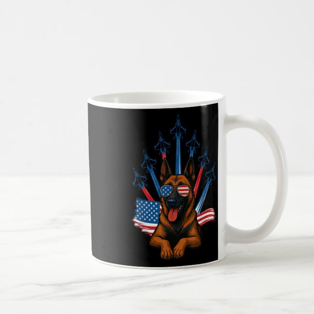 Belgiska Malinois Fighter Jet-flygplanet Patriotic Kaffemugg (Höger)