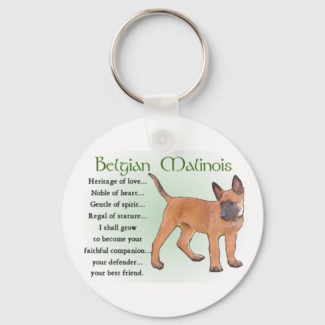Belgiska Malinois-gåvor Nyckelring (Framsida)