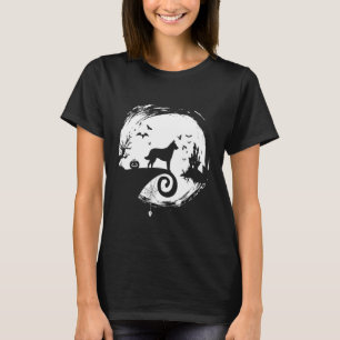 Belgiska Malinois Halloween Costume Måne Silhouett T Shirt