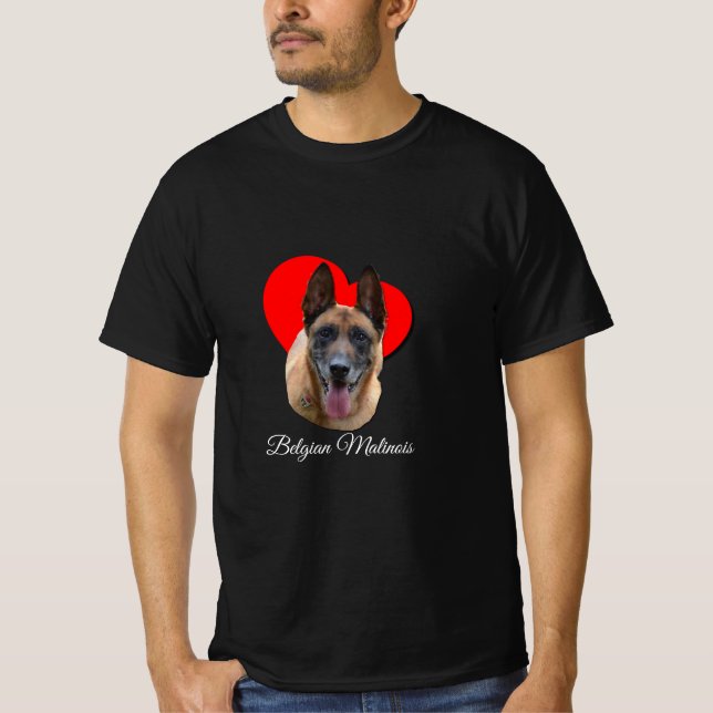 Belgiska Malinois Heart Kärlek T Shirt (Framsida)
