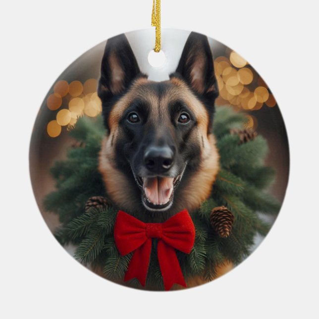 Belgiska Malinois Helgdag Ornament (Baksidan)