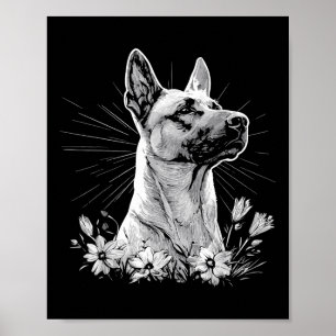 Belgiska Malinois Hund älskare Retro Stil Tattoo Poster