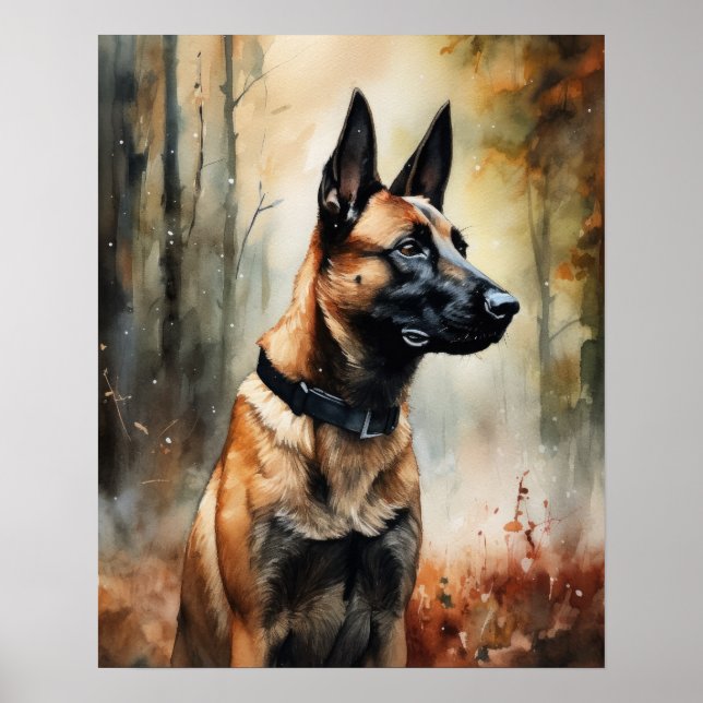 Belgiska Malinois Hund Art Print Poster (Framsidan)