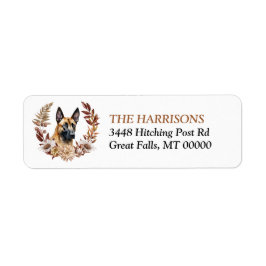 Belgiska Malinois Hund Autumn WAN Returadress Etikett