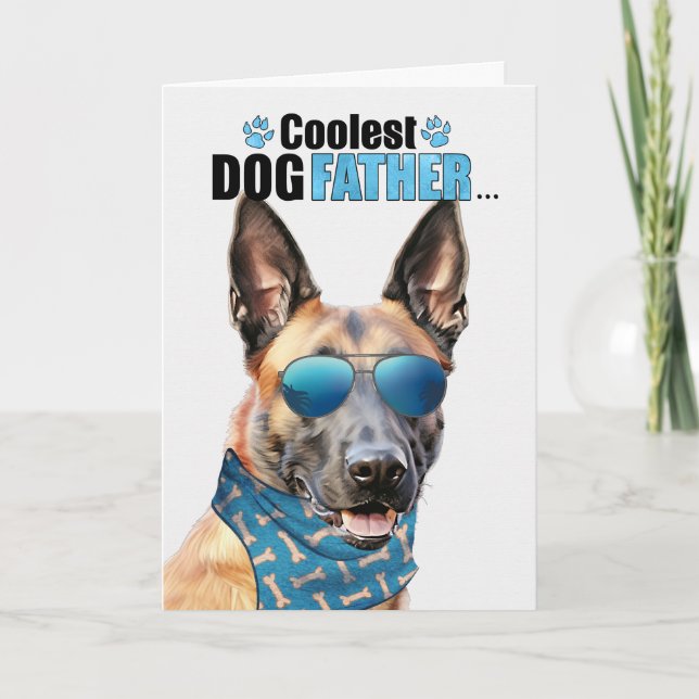 Belgiska Malinois Hund Coolest Pappa All Fars dag Helgkort (Framsida)