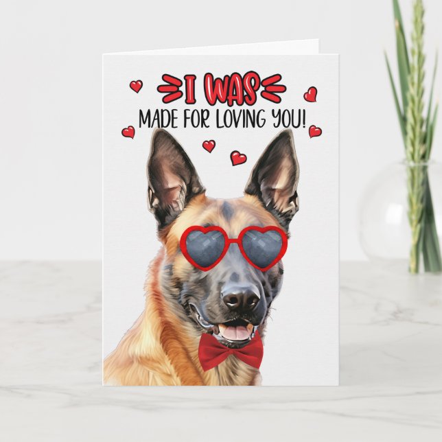 Belgiska Malinois Hund Made for Loving You Valenti Helgkort (Framsida)